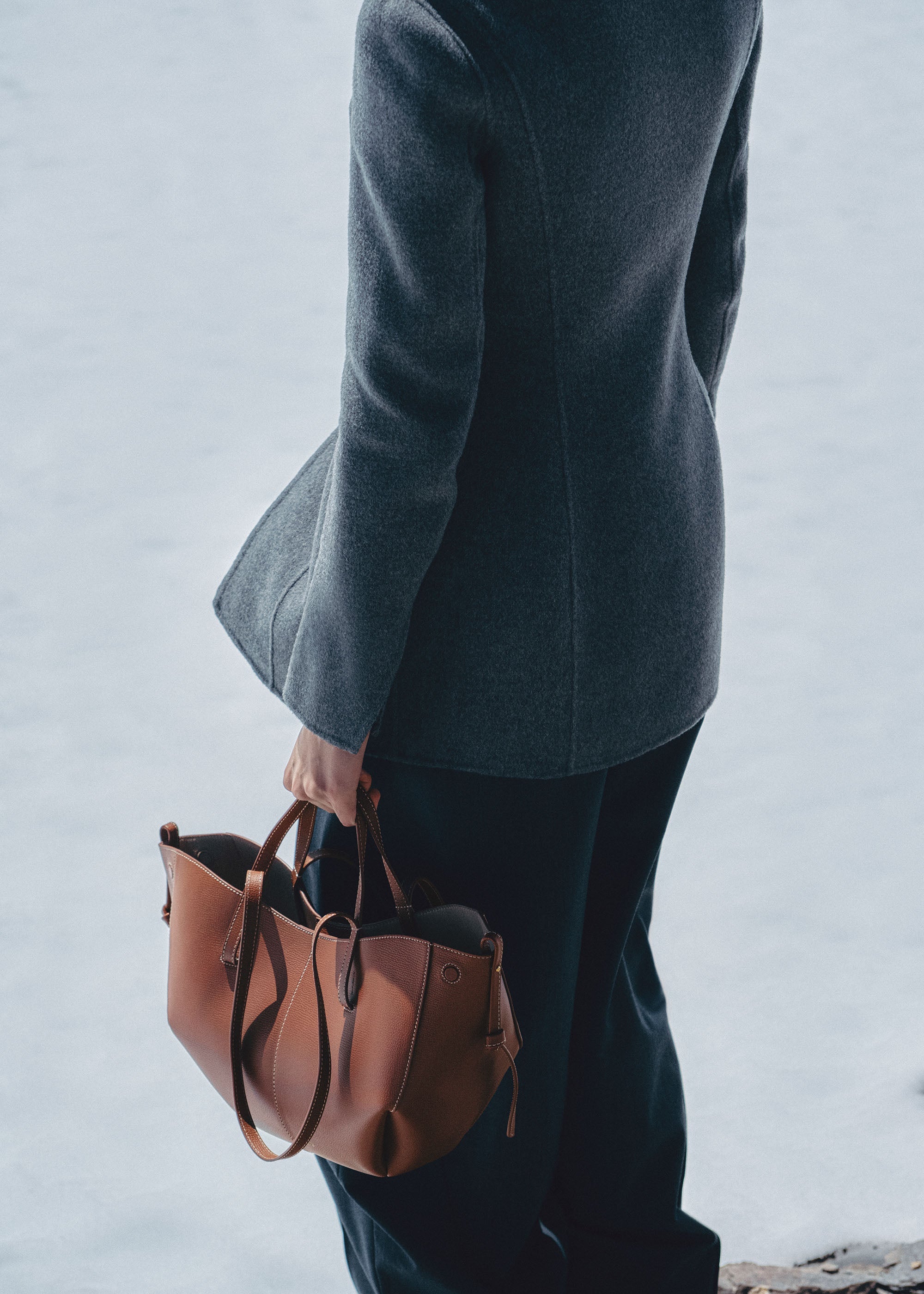 Polene Cyme Mini Textured Cognac