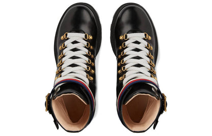 Gucci Sylvie Web 55mm Ankle Boot Black Leather