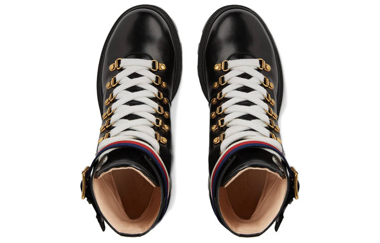 Gucci Sylvie Web 55mm Ankle Boot Black Leather