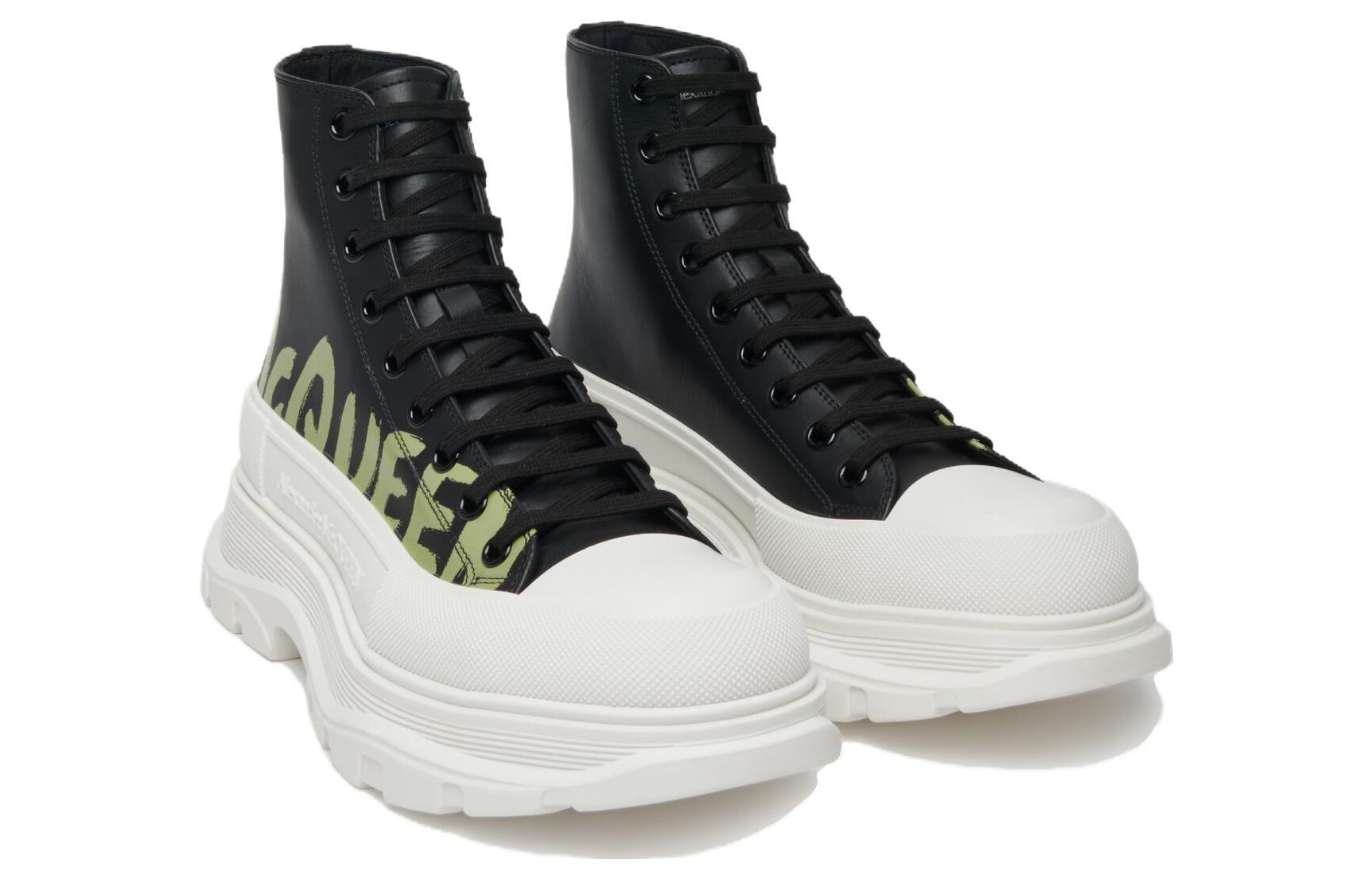 Alexander McQueen Tread Slick Boot Graffiti Black Khaki