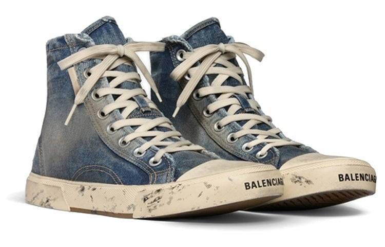 Balenciaga Paris High Top Blue Destroyed Denim