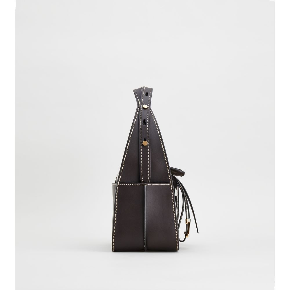 Tods Leather Bag Mini Brown White