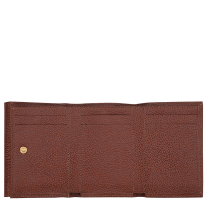 Longchamp Le Foulonné Compact wallet Coffee
