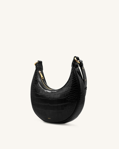 Jw Pei Carly Saddle Bag Black Croc