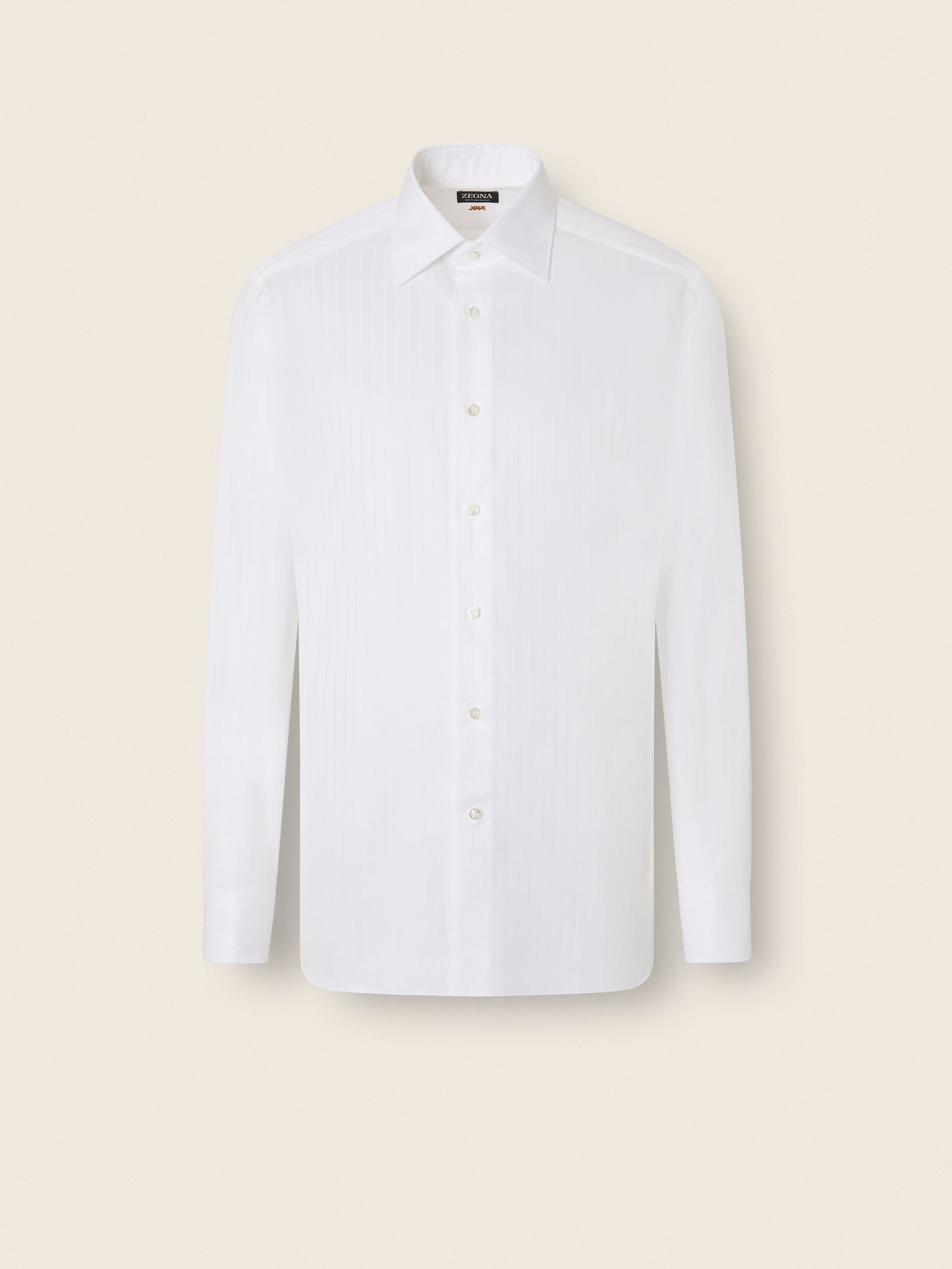 Zegna Optical White Structured Striped Centoventimila Cotton Shirt