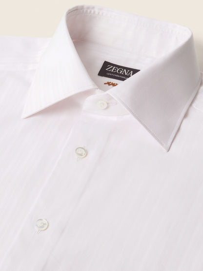 Zegna Light Pink Structured Striped Centoventimila Cotton Shirt