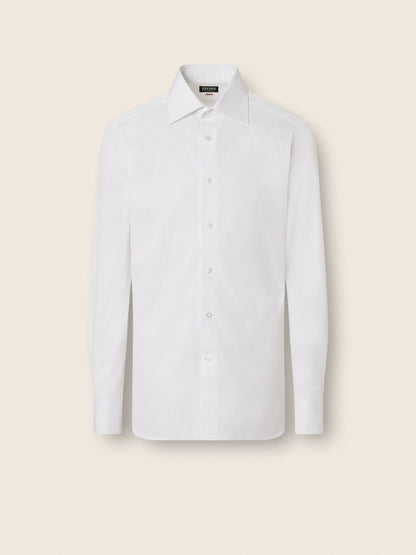 Zegna Light Blue And White Structured Striped Centoventimila Cotton Shirt