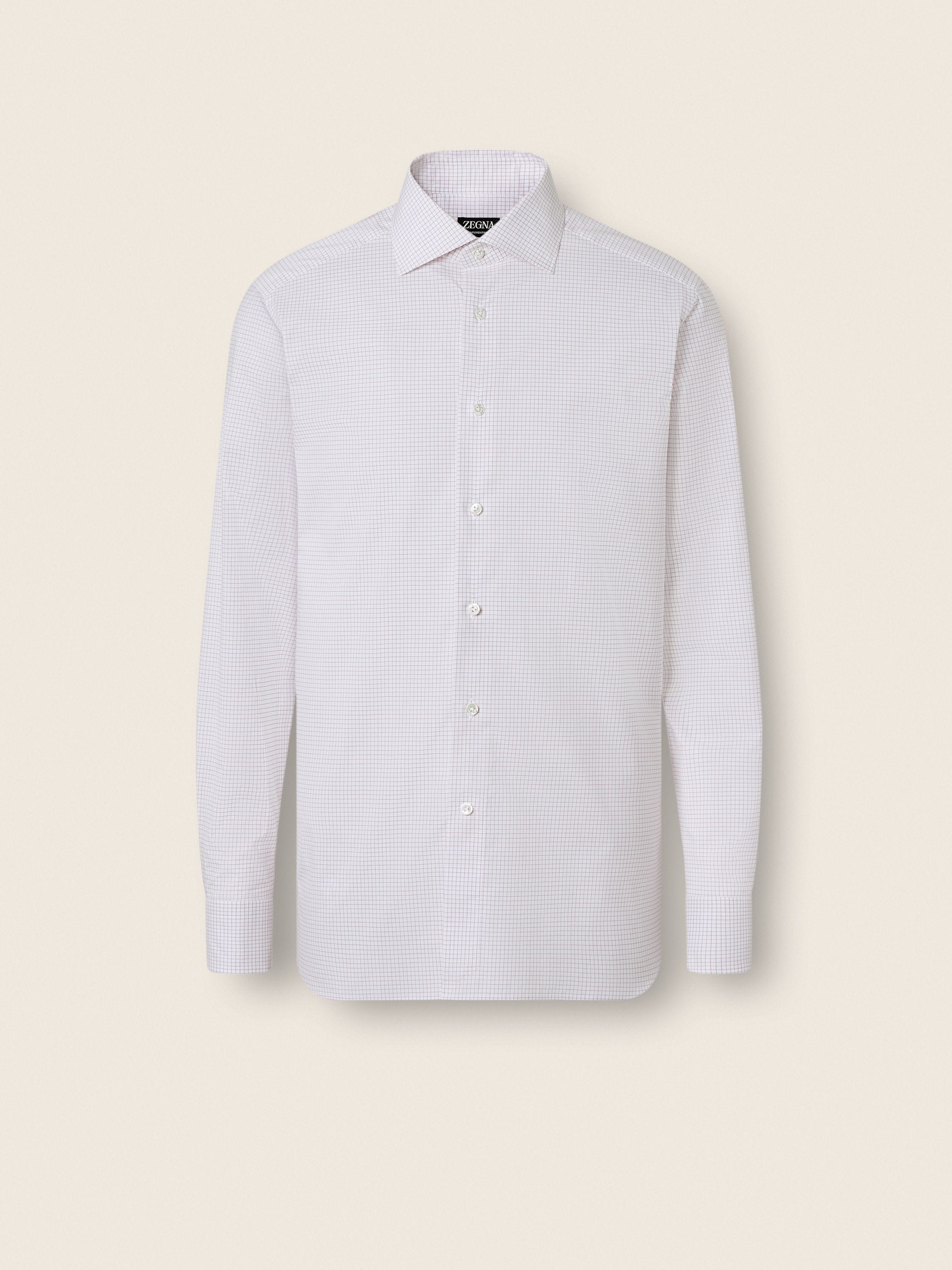 Zegna Dark Pink And White Checked Centoventimila Cotton Shirt