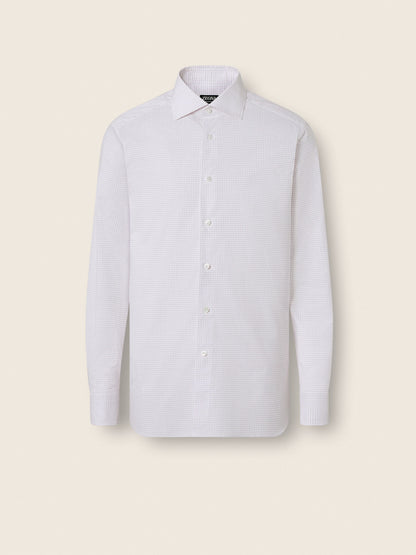 Zegna Dark Pink And White Checked Centoventimila Cotton Shirt