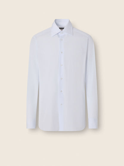 Zegna Light Blue And White Checked Cotton Shirt