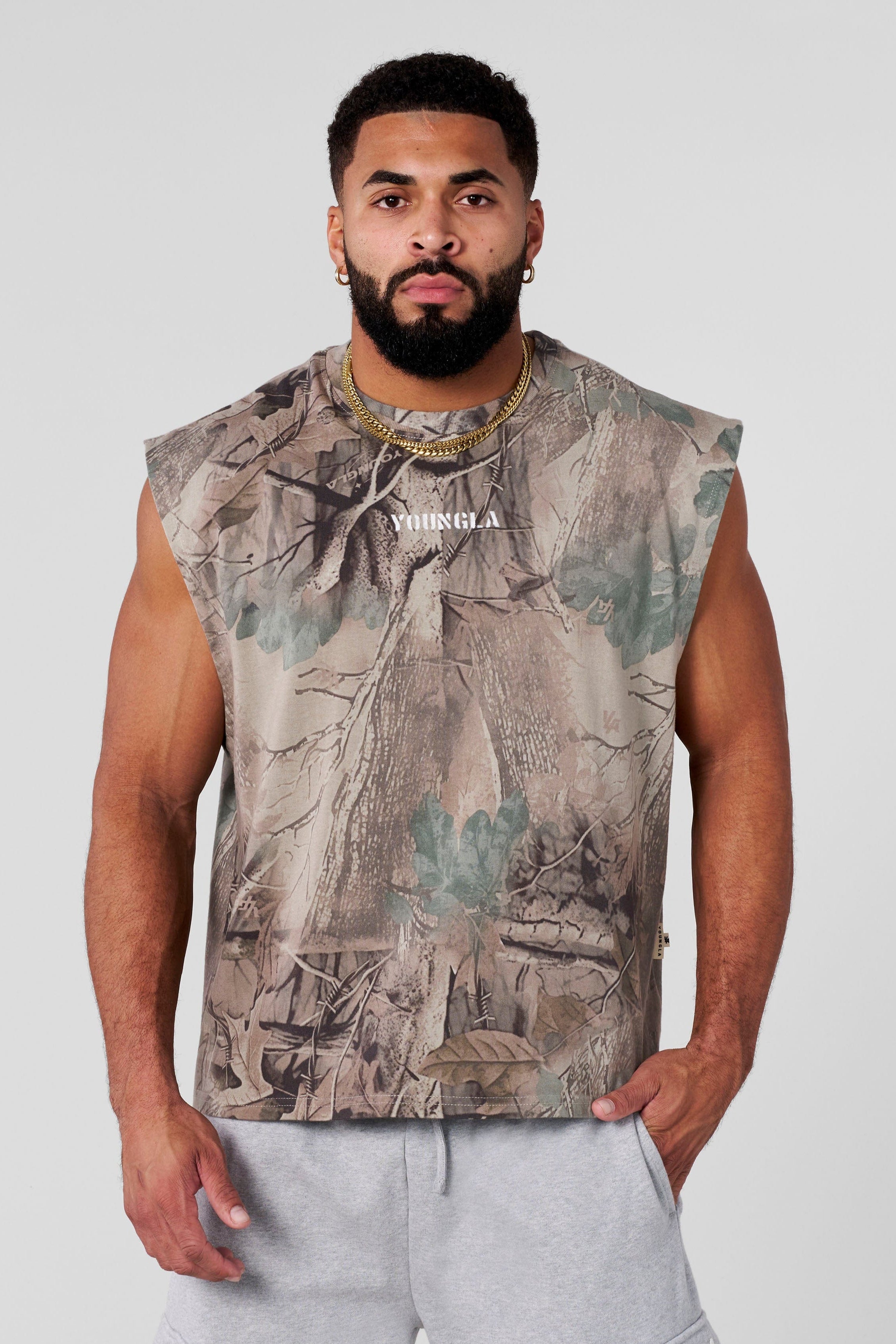 YoungLA 3067 - Tree Camo Collection - Cut Offs Beige Tree Camo