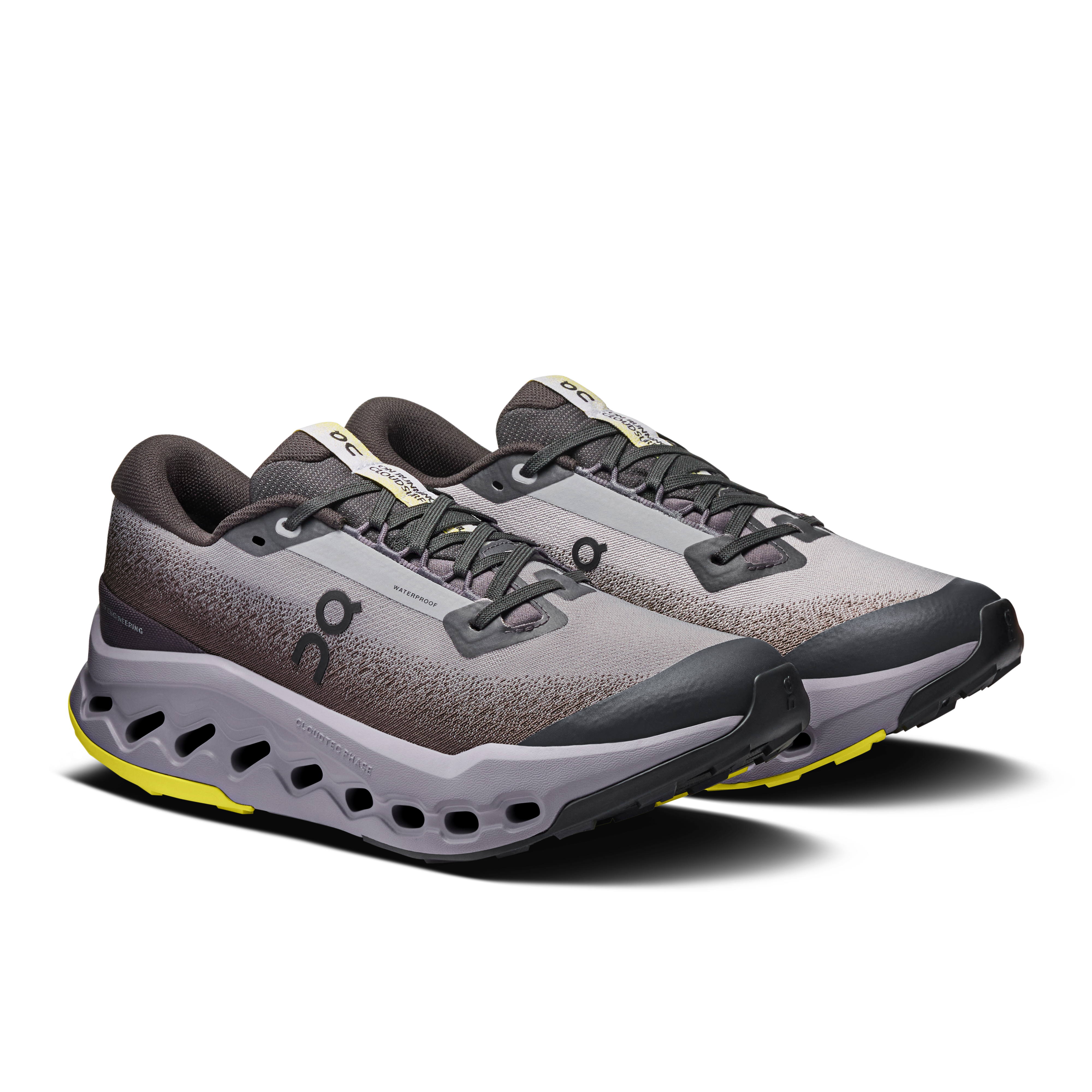 on running cloudsurfer trail 2 waterproof black lilac (women's)