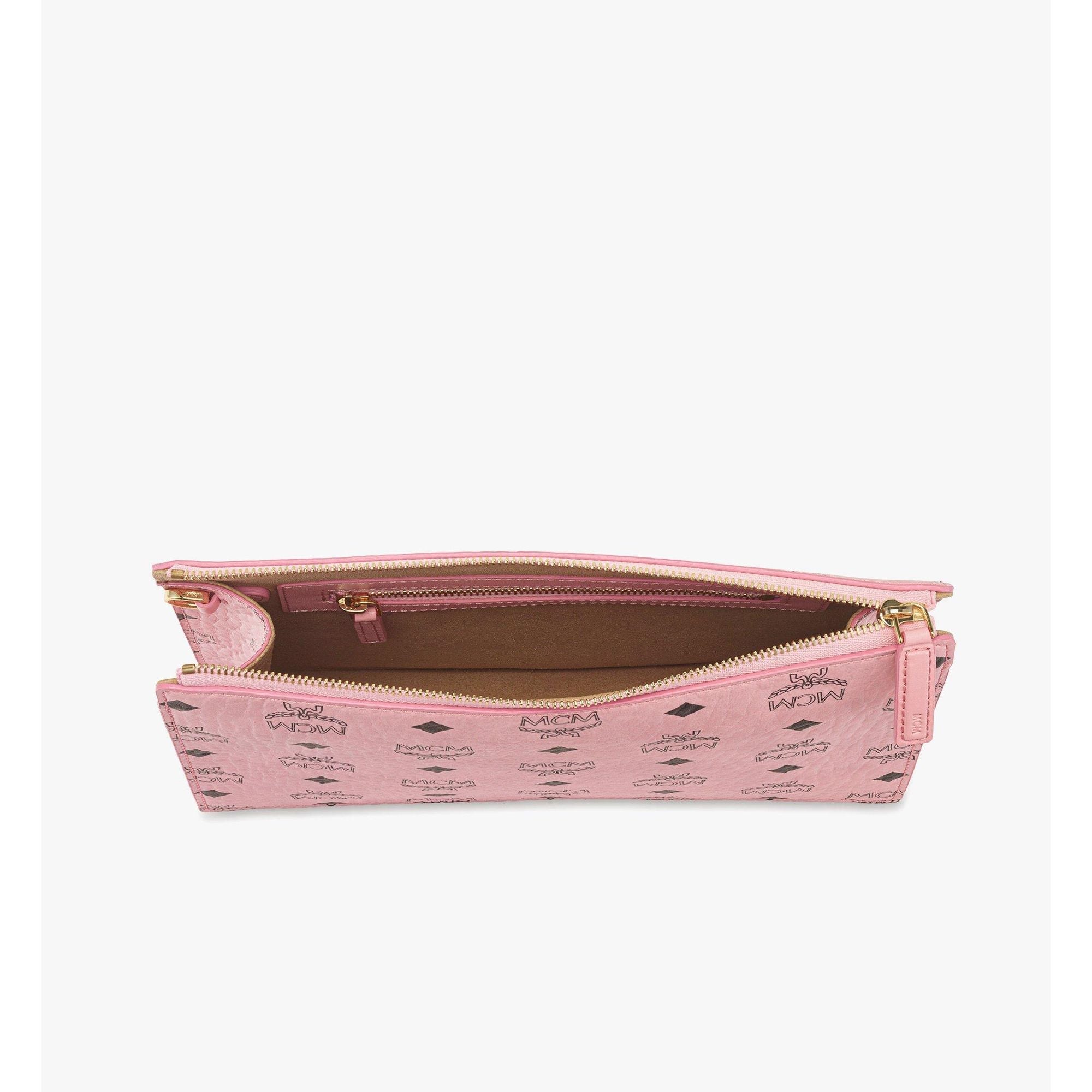 MCM Wristlet Standing Pouch W / Chain Strap in Visetos