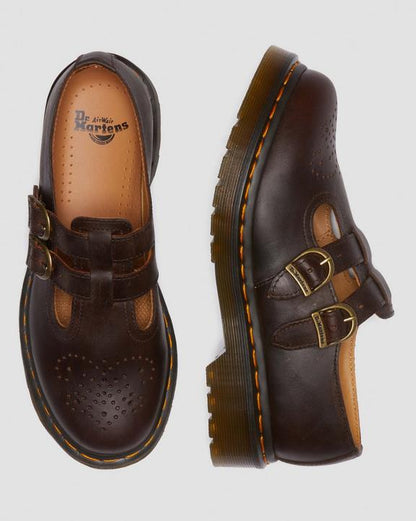 Dr Martens 8065 Crazy Horse Leather Mary Jane Shoes - Dark Brown