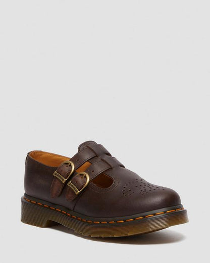 Dr Martens 8065 Crazy Horse Leather Mary Jane Shoes - Dark Brown