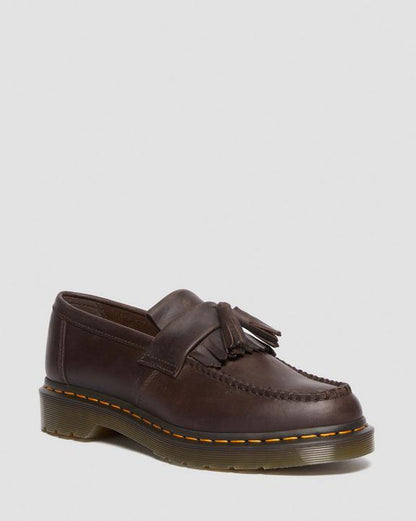 Dr. Martens Adrian Crazy Horse Leather Tassel Loafers Dark Brown - Mens