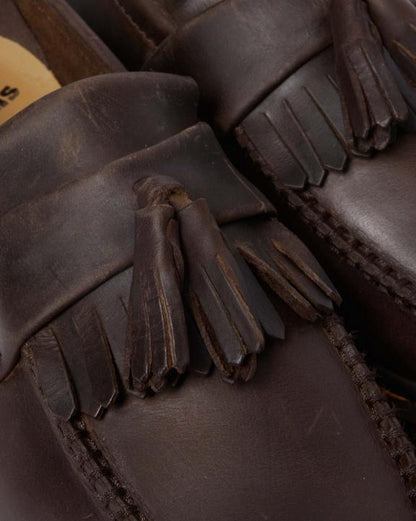 Dr. Martens Adrian Crazy Horse Leather Tassel Loafers Dark Brown - Mens