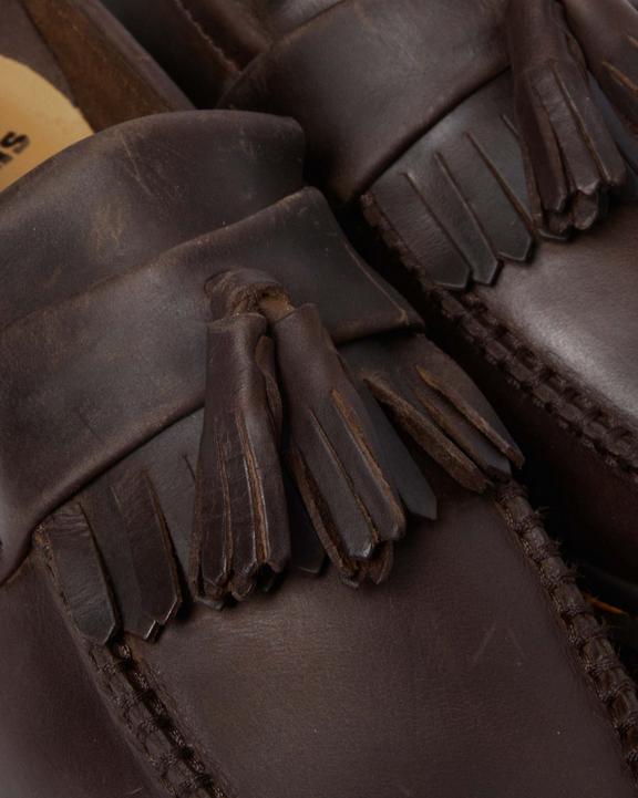 Dr. Martens Adrian Crazy Horse Leather Tassel Loafers Dark Brown - Mens