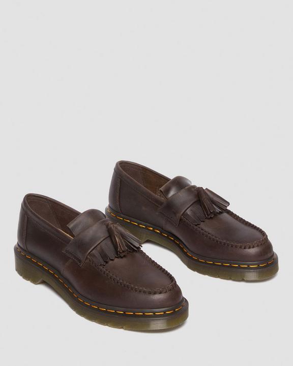 Dr. Martens Adrian Crazy Horse Leather Tassel Loafers Dark Brown - Mens