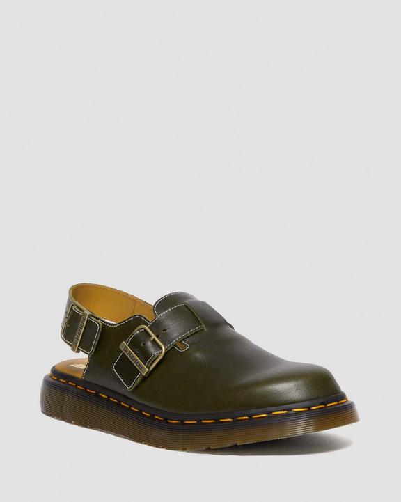 Dr. Martens Jorge Made In England Classic Leather Slingback Mules Dark Green - Mens