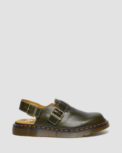 Dr. Martens Jorge Made In England Classic Leather Slingback Mules Dark Green - Mens