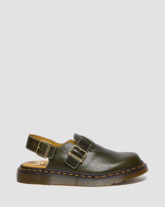 Dr. Martens Jorge Made In England Classic Leather Slingback Mules Dark Green - Mens