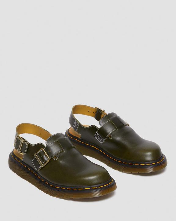 Dr. Martens Jorge Made In England Classic Leather Slingback Mules Dark Green - Mens