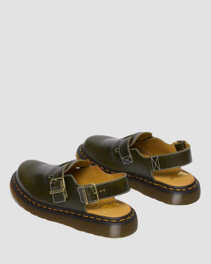 Dr. Martens Jorge Made In England Classic Leather Slingback Mules Dark Green - Mens