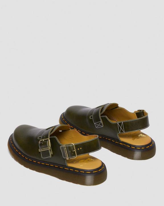 Dr. Martens Jorge Made In England Classic Leather Slingback Mules Dark Green - Mens