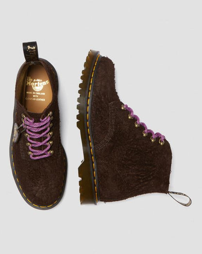 Dr. Martens 101 Made In England Hardware Suede Ankle Boots Dark Brown - Womens