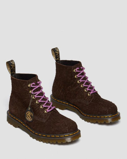Dr. Martens 101 Made In England Hardware Suede Ankle Boots Dark Brown - Mens