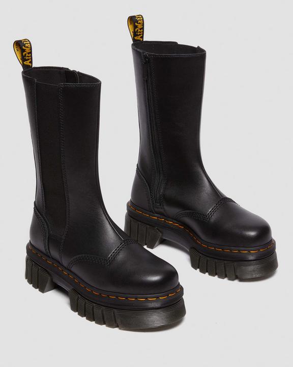 Dr. Martens Audrick Tall Nappa Leather Platform Chelsea Boots Black - Womens