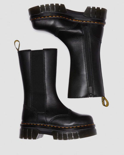 Dr. Martens Audrick Tall Nappa Leather Platform Chelsea Boots Black - Womens
