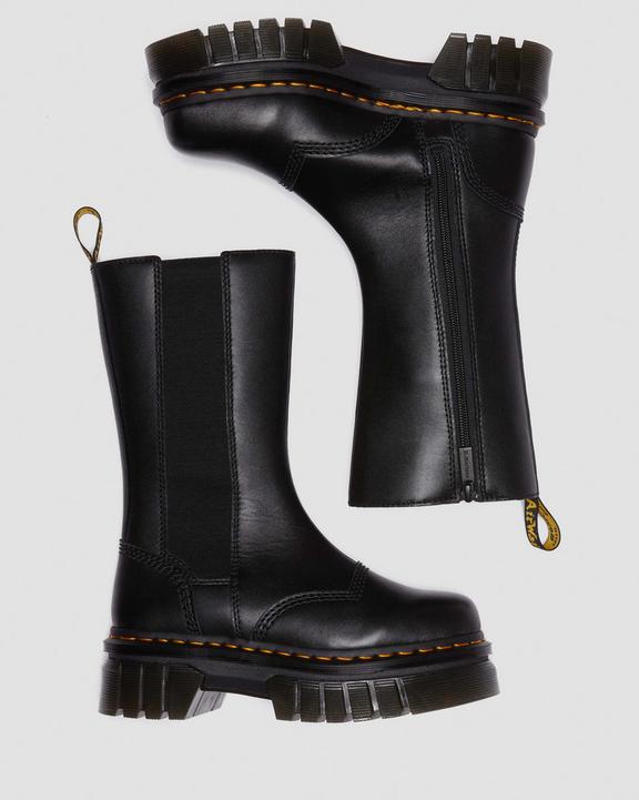 Dr. Martens Audrick Tall Nappa Leather Platform Chelsea Boots Black - Womens