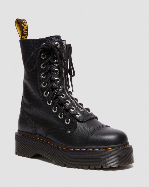 Dr. Martens Sinclair Hi Milled Nappa Leather Platform Boots Black Milled Nappa - Womens
