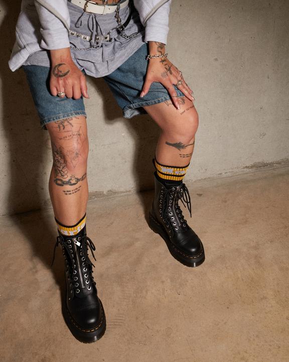 Dr. Martens Sinclair Hi Milled Nappa Leather Platform Boots Black Milled Nappa - Womens