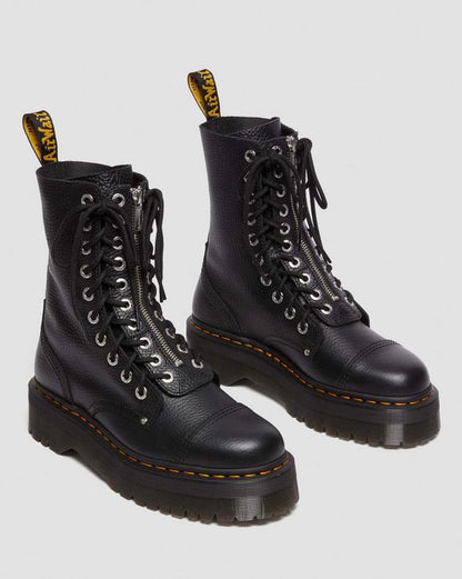 Dr. Martens Sinclair Hi Milled Nappa Leather Platform Boots Black Milled Nappa - Womens