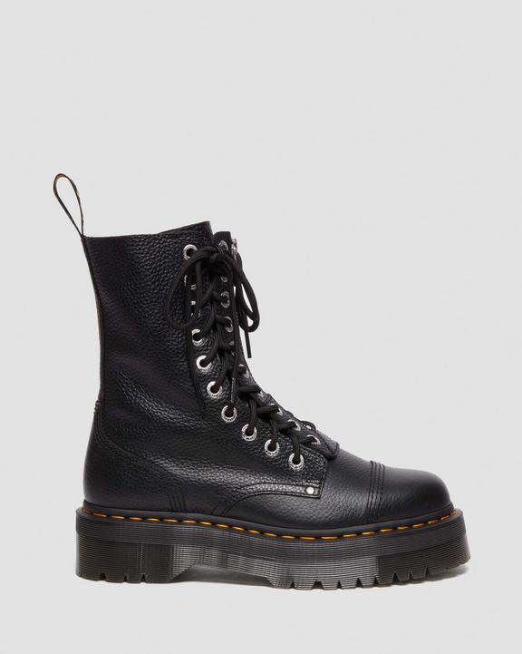 Dr. Martens Sinclair Hi Milled Nappa Leather Platform Boots Black Milled Nappa - Womens