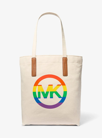 Michael Kors PRIDE Rainbow Logo Cotton Tote Bag NATURAL