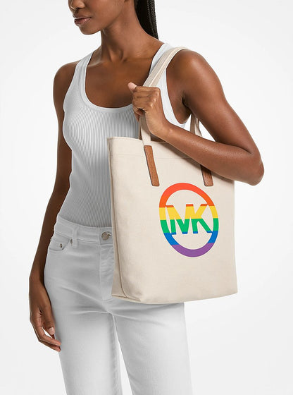 Michael Kors PRIDE Rainbow Logo Cotton Tote Bag NATURAL
