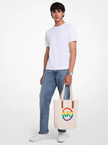 Michael Kors PRIDE Rainbow Logo Cotton Tote Bag NATURAL