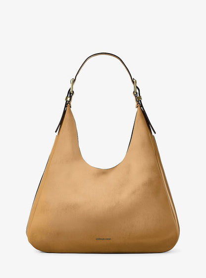 Michael Kors Nolita Large Nubuck Hobo Shoulder Bag BURNT KHAKI