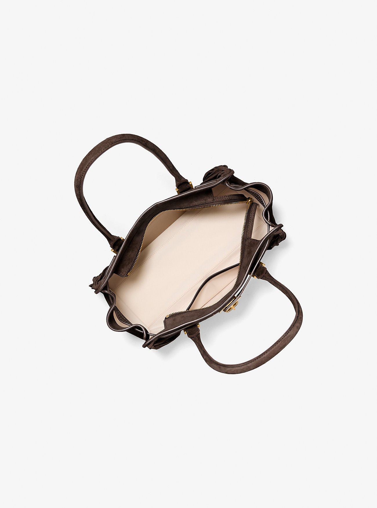 Hamilton Moderne Small Fringed Suede Satchel Chocolate Chocolate