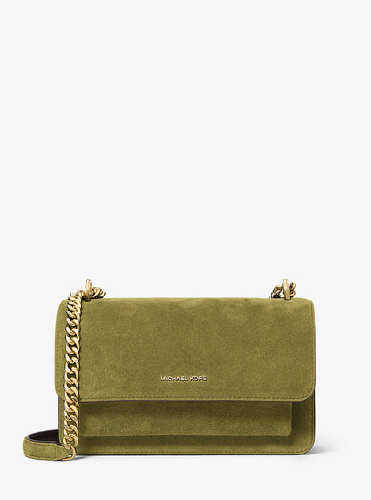 Claire Large Suede Shoulder Bag Pistachio Pistachio