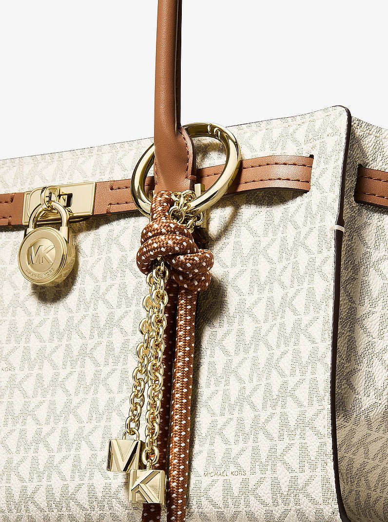 Michael Kors Hamilton Small Signature Logo Satchel VANILLA/ACORN