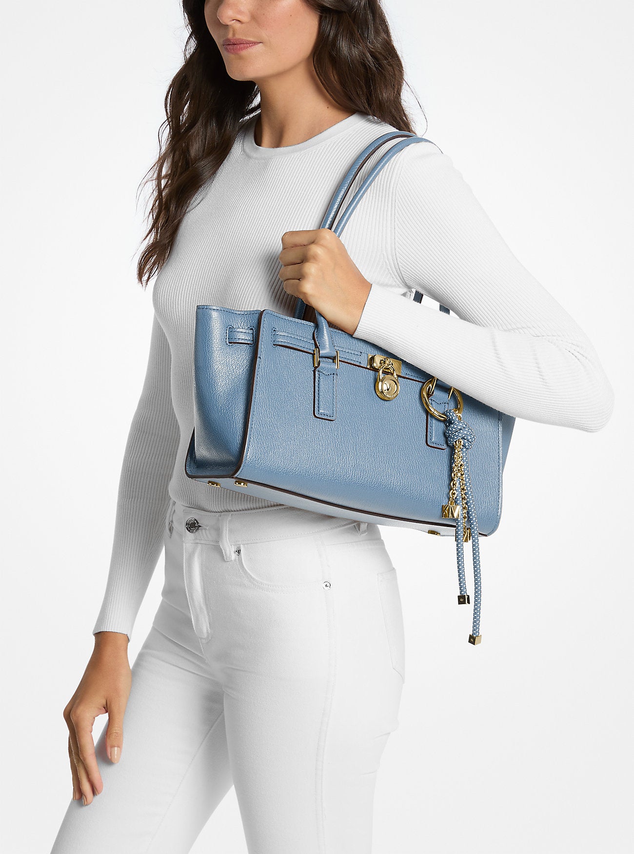 Hamilton Moderne Small Leather Satchel French Blue French Blue