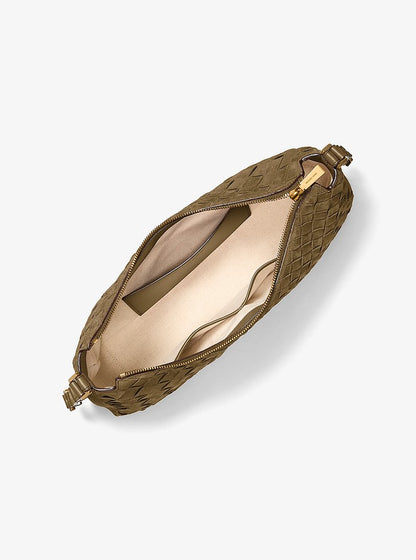 Michael Kors Nolita Medium Hand-Woven Suede Shoulder Bag LODEN