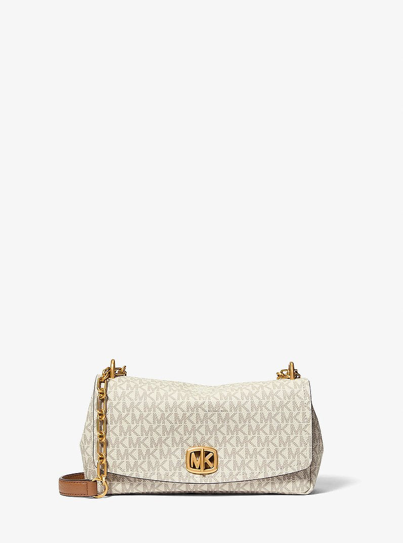 Michael Kors Bryant Small Signature Logo Convertible Shoulder Bag VANILLA/ACORN