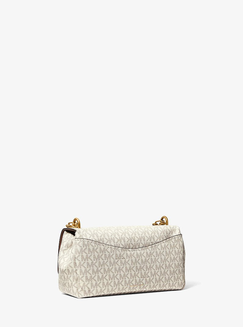 Michael Kors Bryant Small Signature Logo Convertible Shoulder Bag VANILLA/ACORN