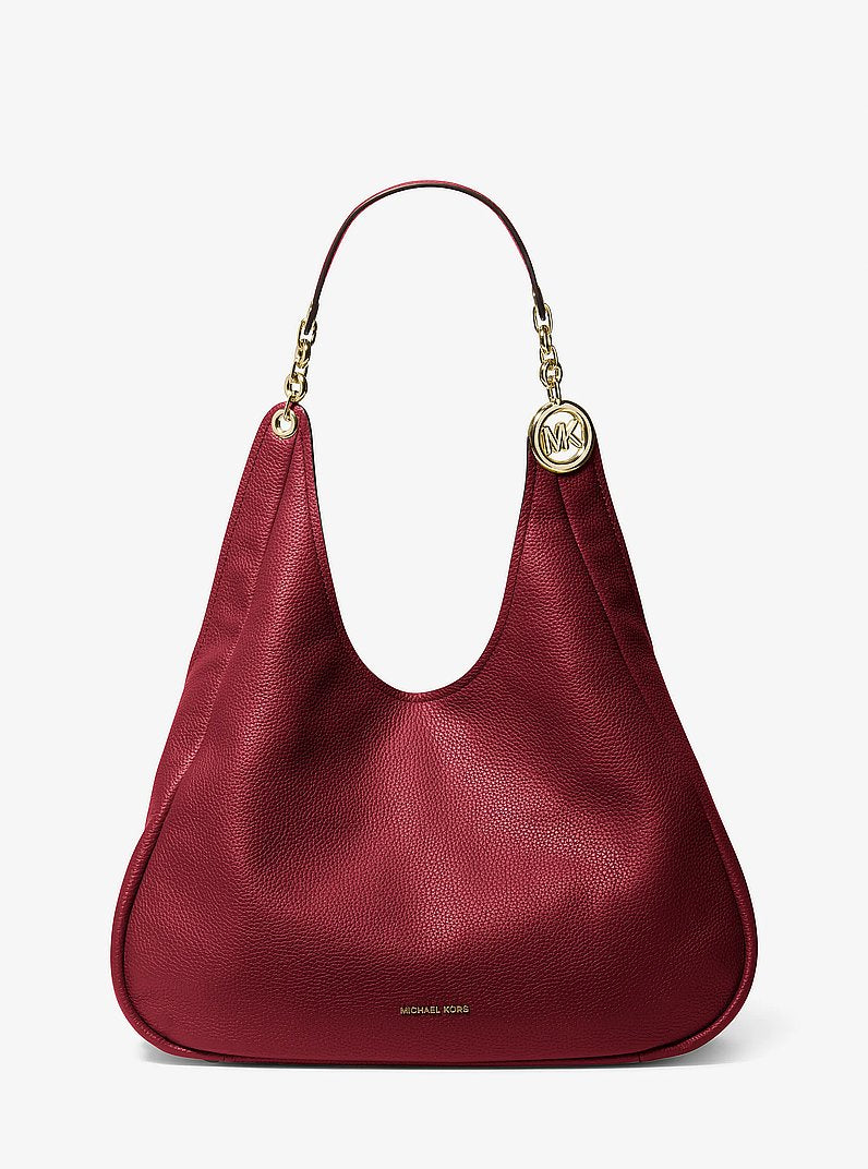 Michael Kors Ellie Large Pebbled Leather Shoulder Bag DEEP RED